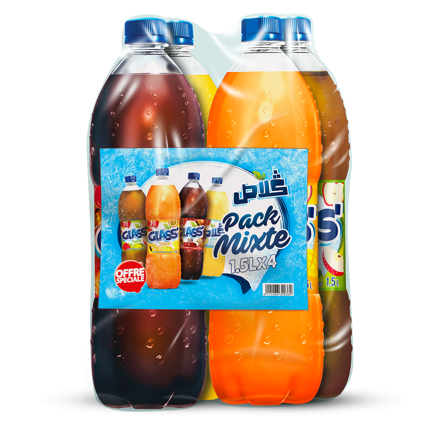Pack Glass 4 Saveurs – 4 x 1,5L : Cola, Tropical, Pomme & Ananas - 2 sur 2